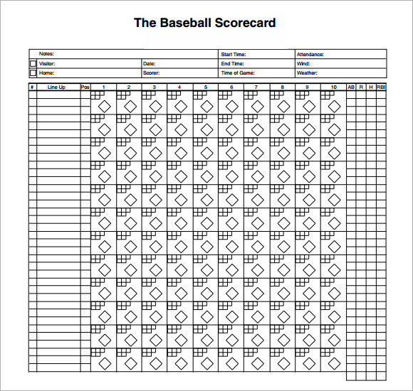 Baseball Score Sheet 2018