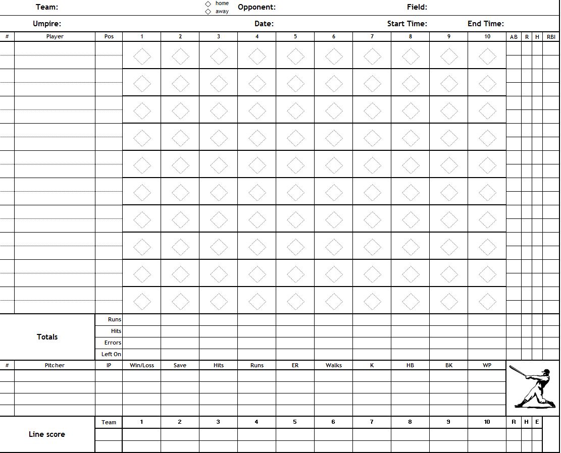 Baseball Score Sheet 2022