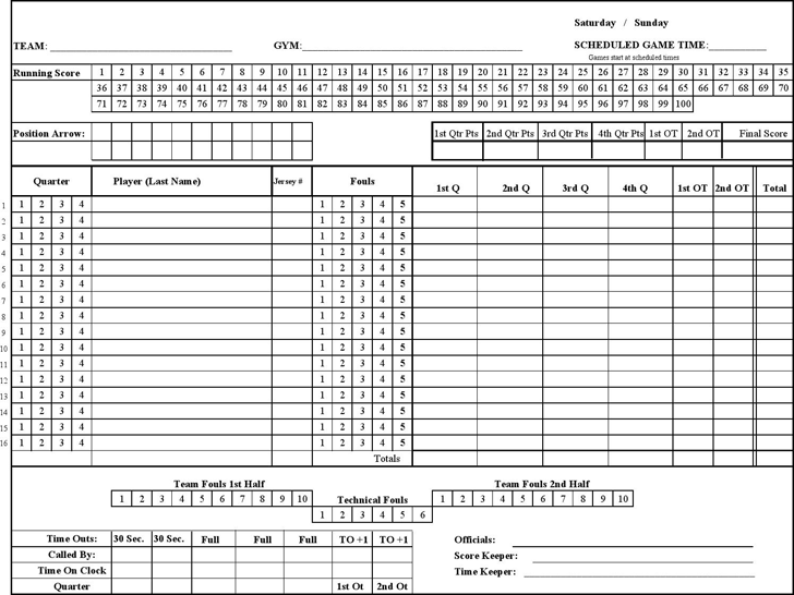 Basketball Scorebook Printable Customize And Print