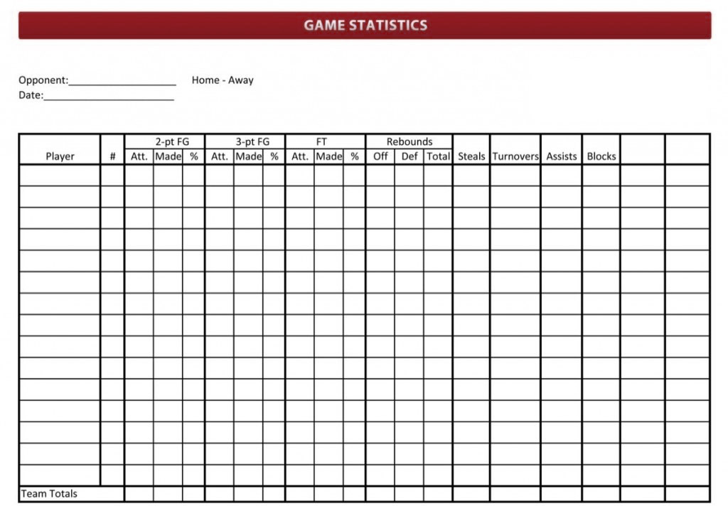 Free Printable Basketball Stat Sheet Template