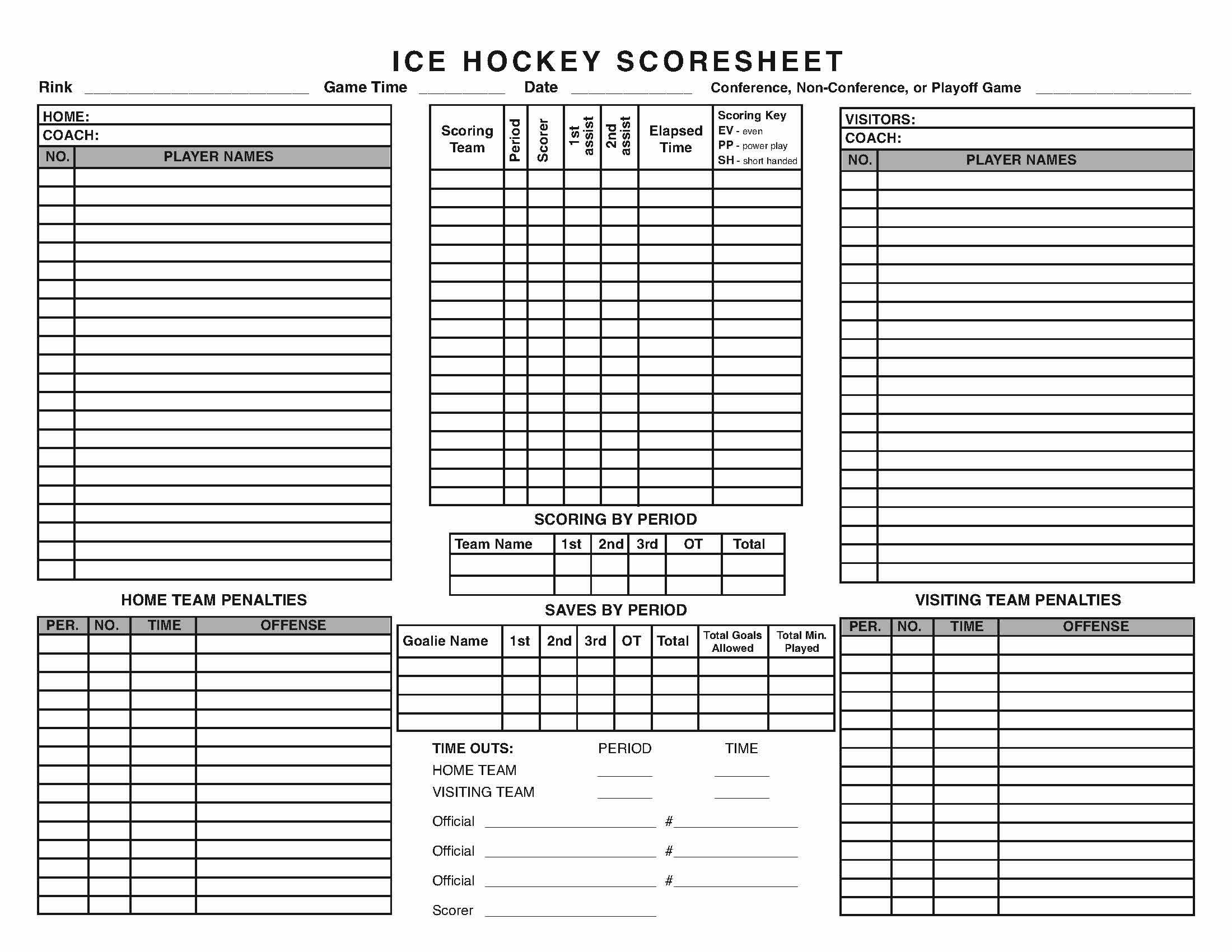 Score Sheet For Hockey 2020