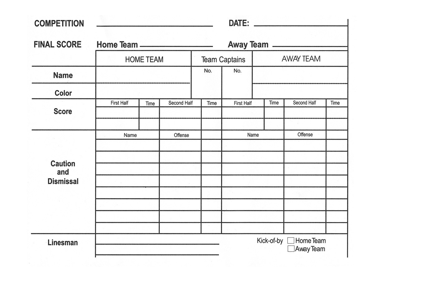 Score Sheet For Soccer 2022